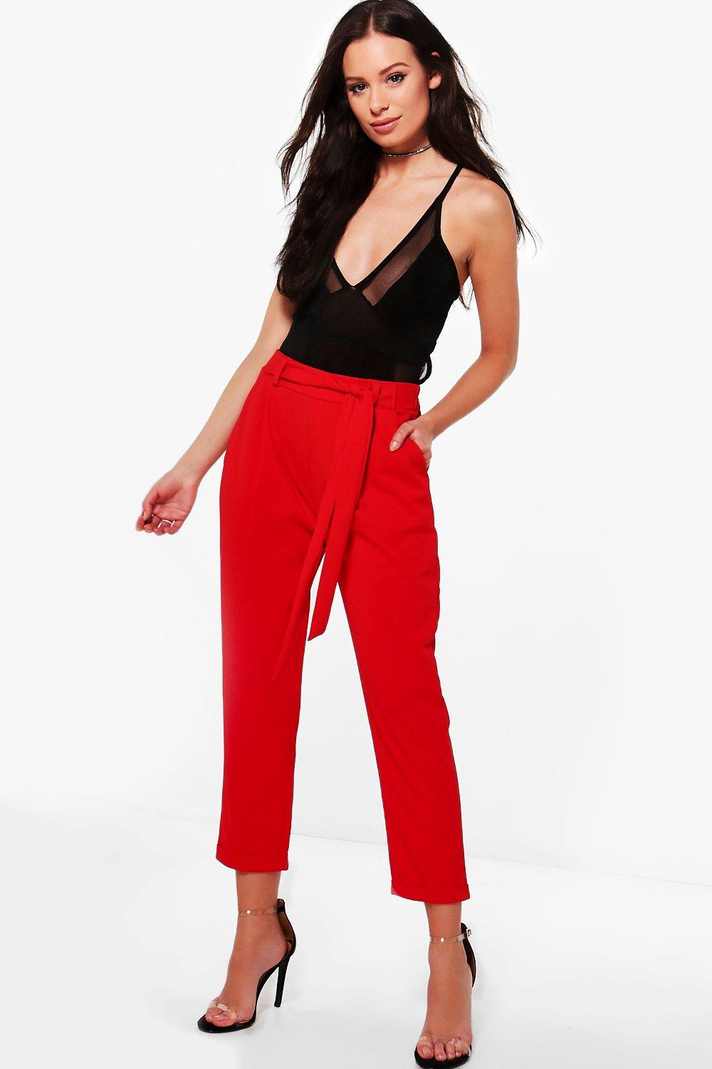 red cropped pants