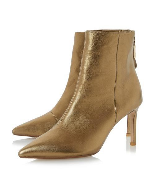 New New Arrival Oralia Pointed Toe Mid Heel Ankle Boot Gold for Women ...